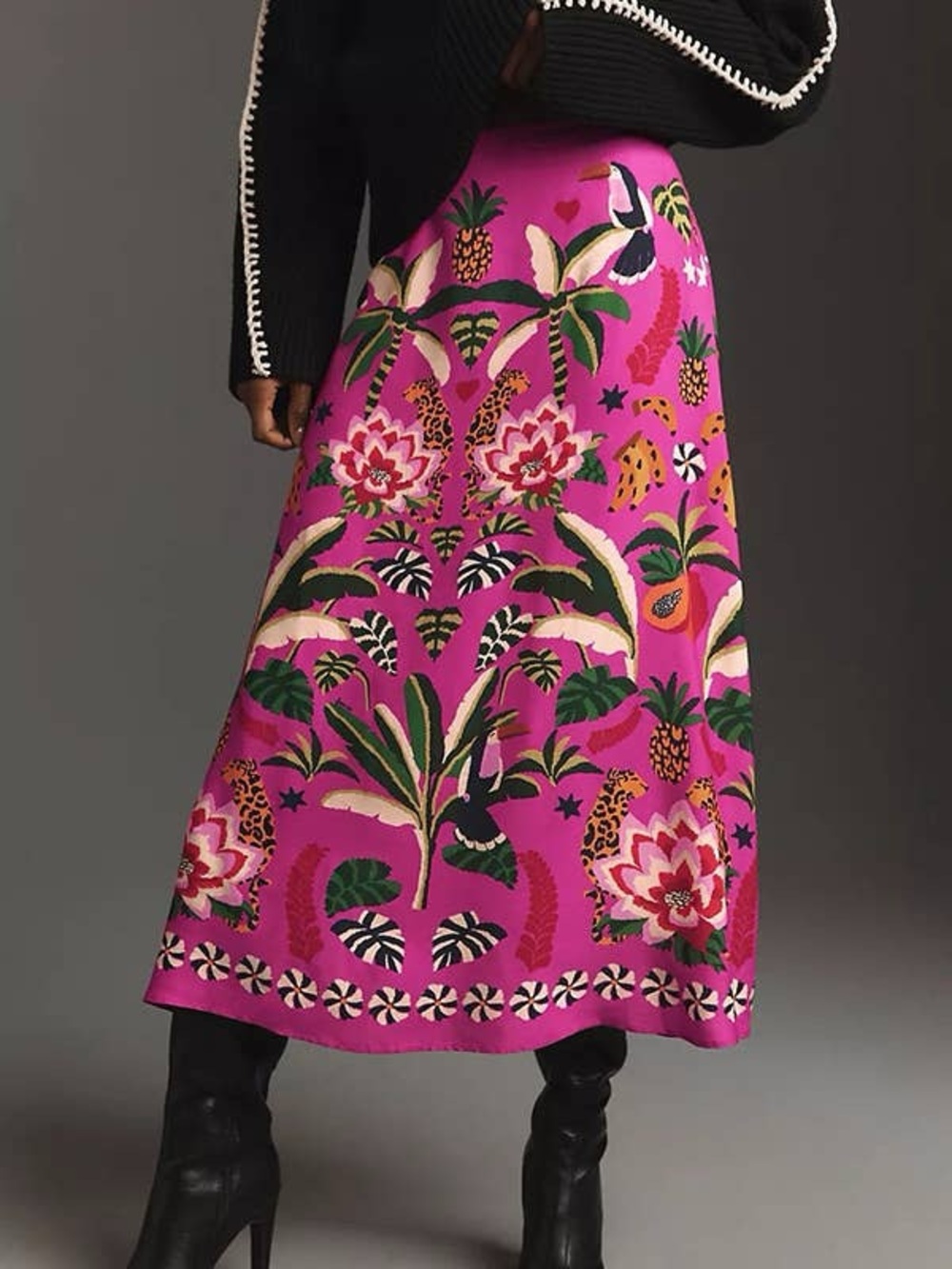 FARM Rio Pink Tropical Maxi Skirt with Green Botanical Print - Picture 3 of 12